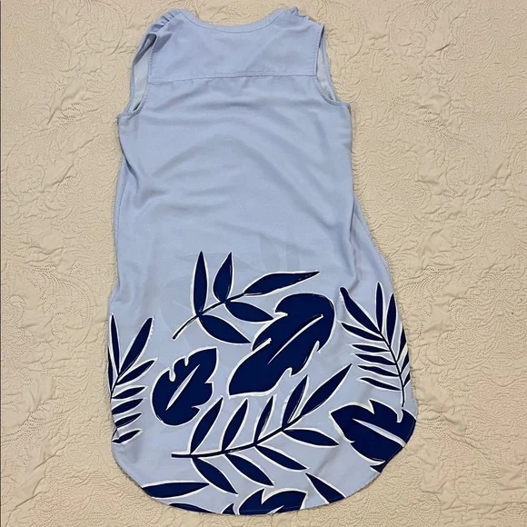 Merona Light Blue Sleeveless Midi Dress with Navy Leaf Print - Picture 10 of 11